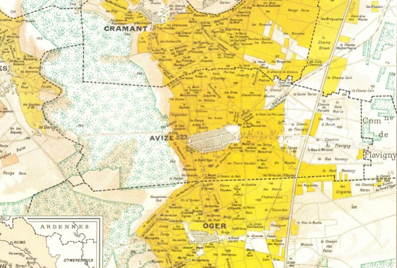 Les vins de Champagne - Carte La côte des Blancs - Vertus / Champagne Veuve Fourny